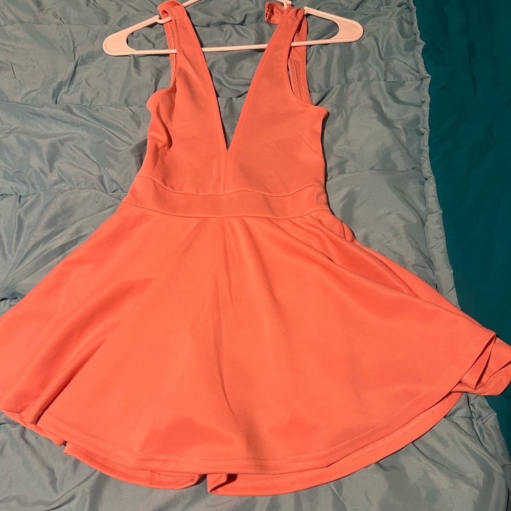 Coral Sleeveless Skater Dress